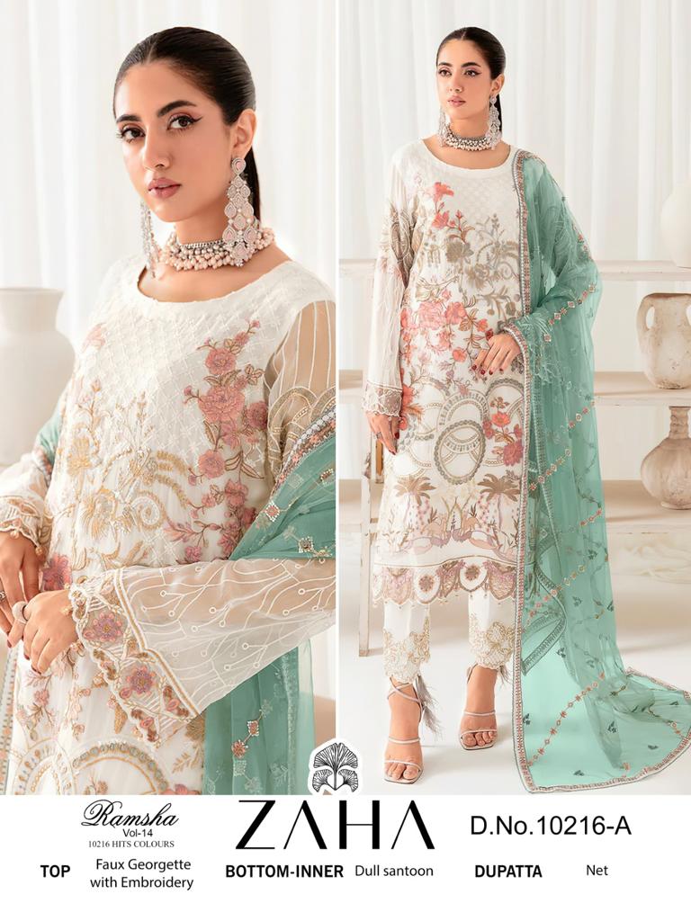 Ramsha Vol 4 By Zaha Georgette Pakistani Suits Catalog
